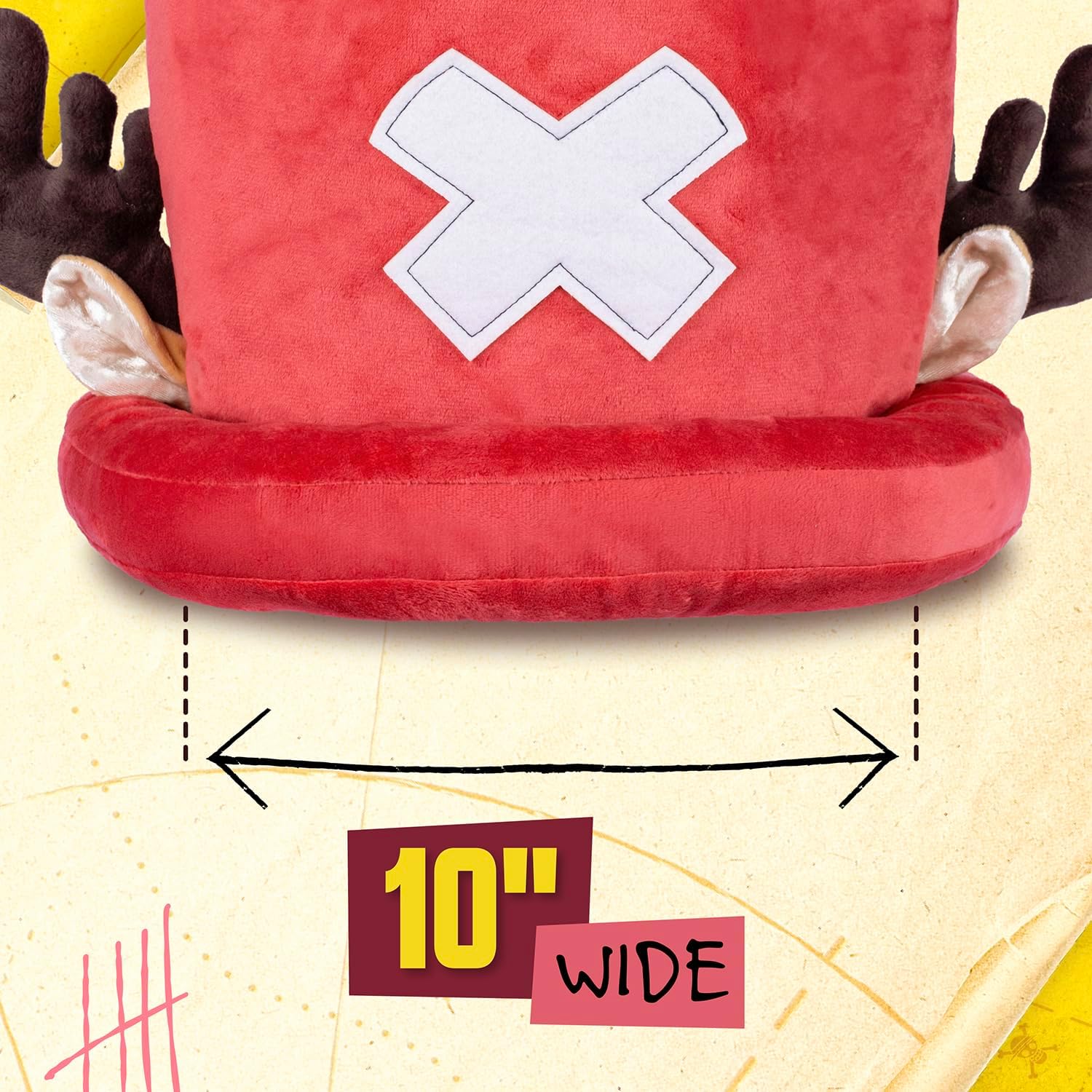 One Piece Chopper Plush Hat, 9.84" (25cm) Soft and Cuddly. Fuzzy Antlers and Furry Ears. Perfect for Cosplay, Conventions, or Just Cozy Days at Home.