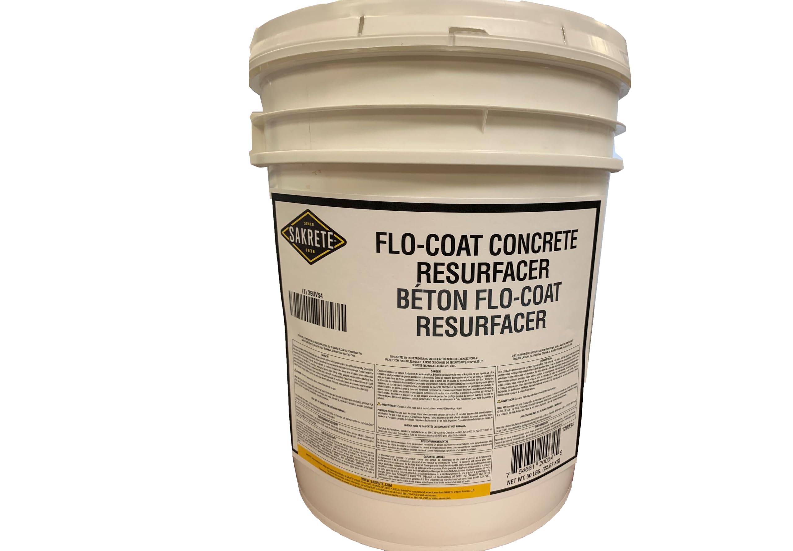Sakrete Concrete Resurfacer, Pail, Gray, Flo-Coat Concrete Resurfacer 120034-1 Each