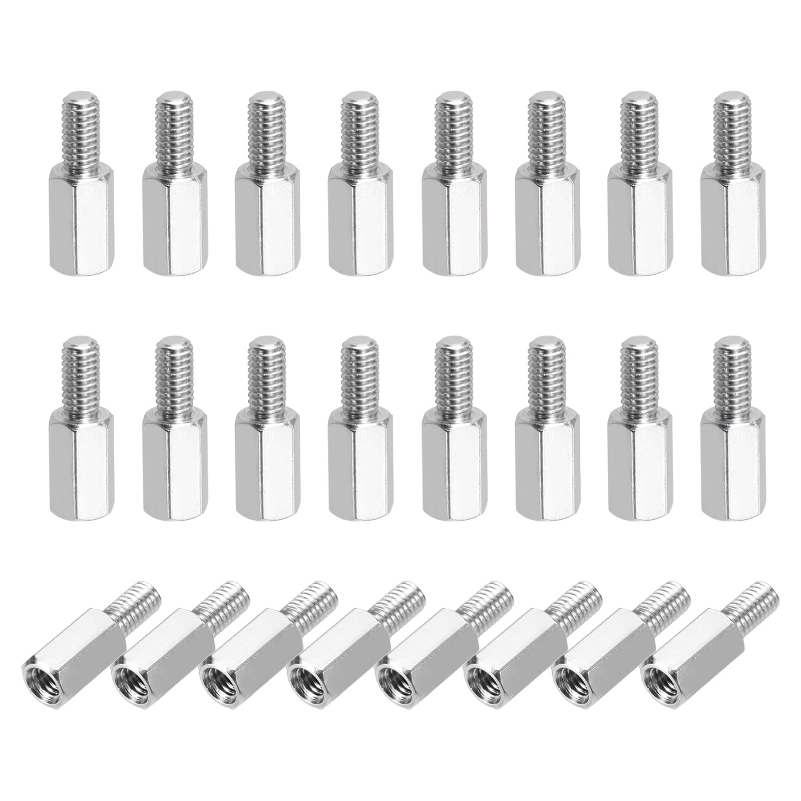 sourcing map Hex Spacer Screws, M3x8mm+6mm Male to Female Thread Brass Nickel Plated Motherboard Standoffs Spacer Pillars for PCB Circuit Boards FPV Quadcopter Drone DIY, Pack of 24