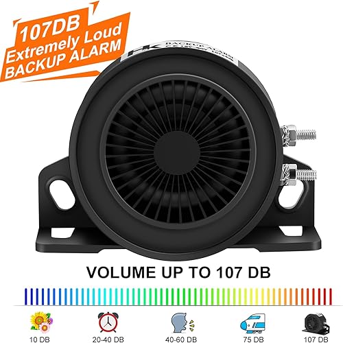 Miniatura 3 de HK Alarma de respaldo de camión 12V-80V 110DB, respaldo de bocina de marcha atrás de coche resistente, advertencia con tono de sonido súper fuerte