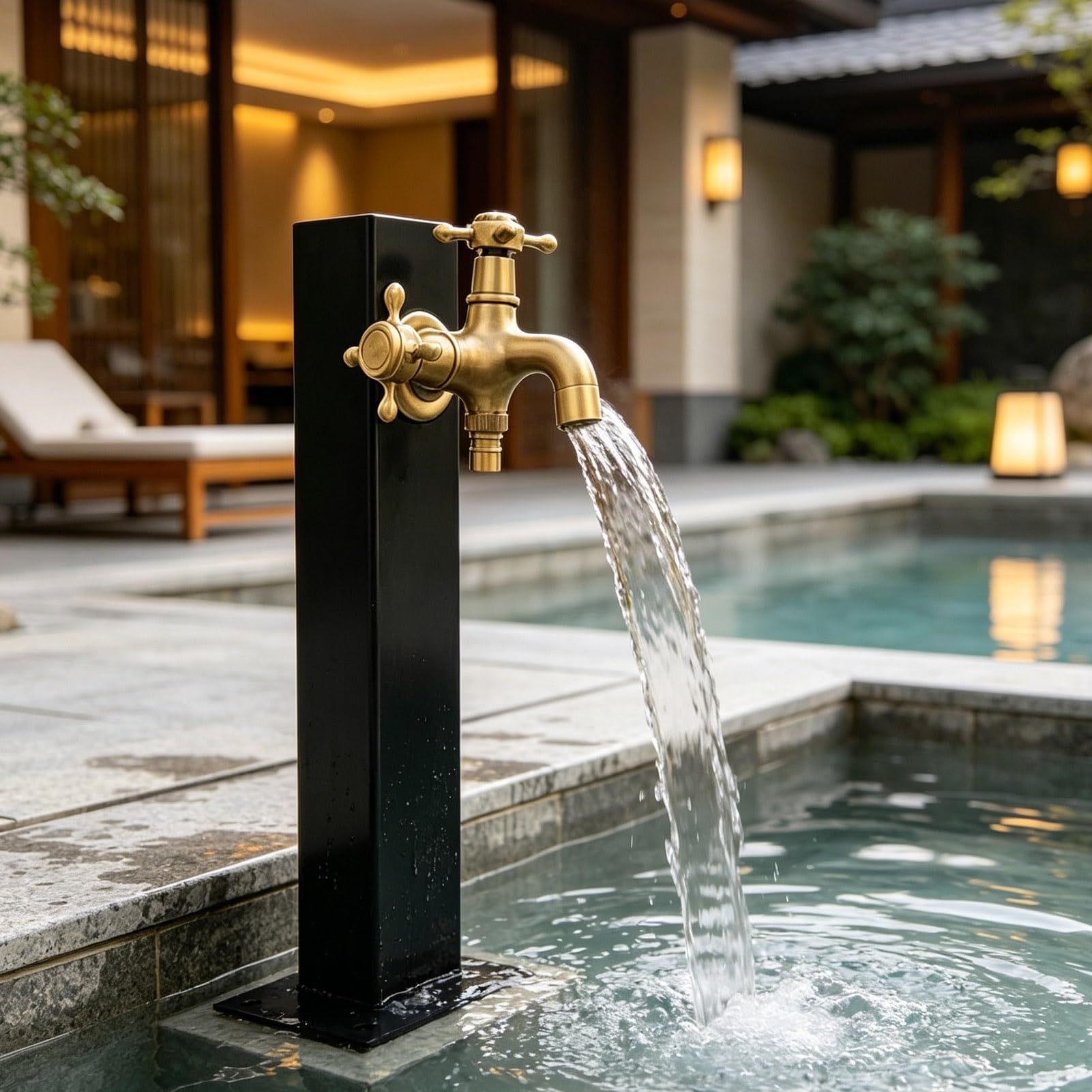 Gaommini Square A Stainless Steel Yard Hydrant, Freeze Proof Outdoor Garden Water Column For Patio Backyard, Water Feature Post Spigot, Bottom Or Side Inlet(,Height: 60Cm/23.6In)