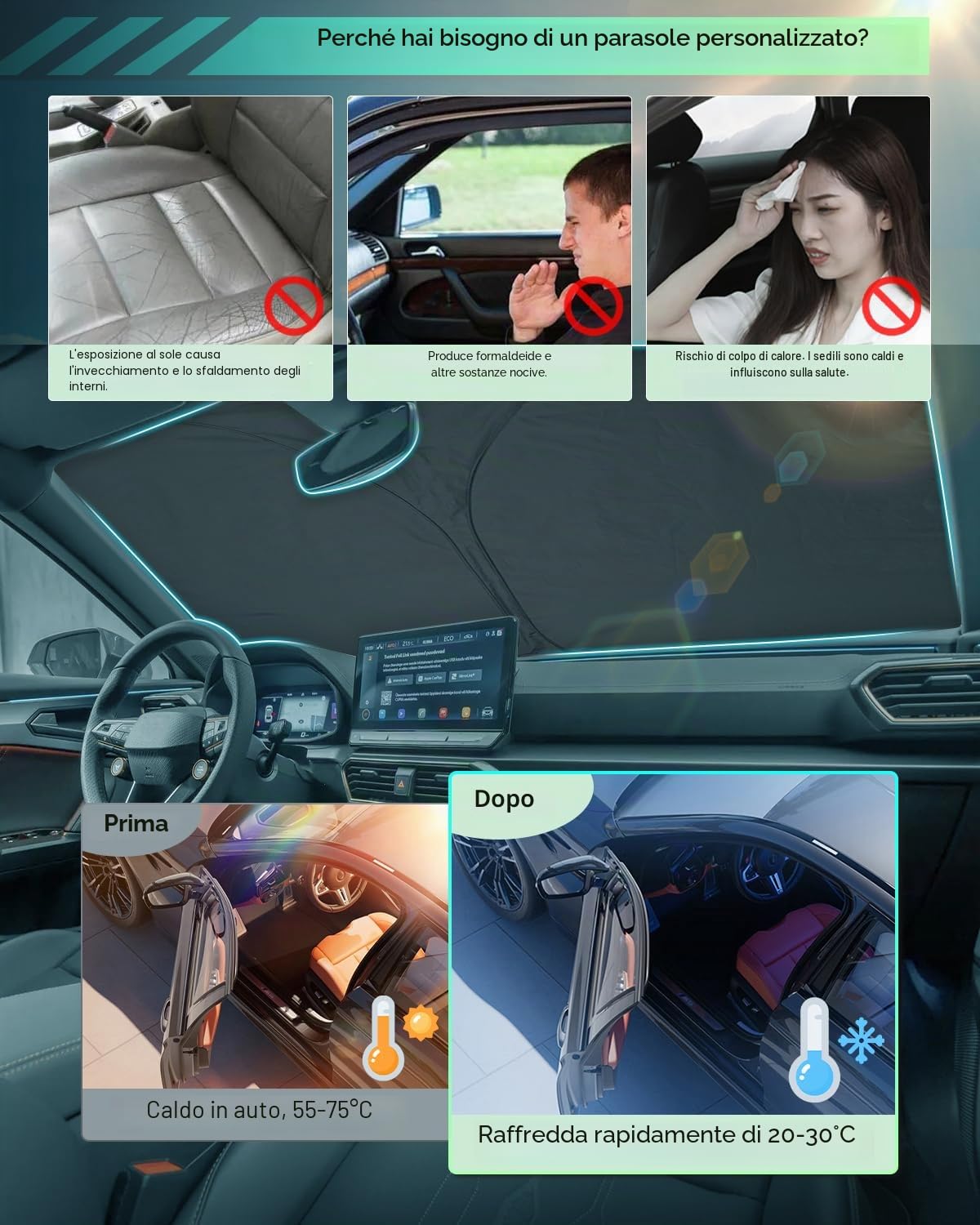 [Upgrade] GAFAT Compatibile con Cupra Formentor/Seat Leon MK4 2021-2026 2027 Protezione Solare per Parabrezza interno, Accessori Formentor 2025 Parasole, Raffreddamento, Protezione UV, UPF 50+