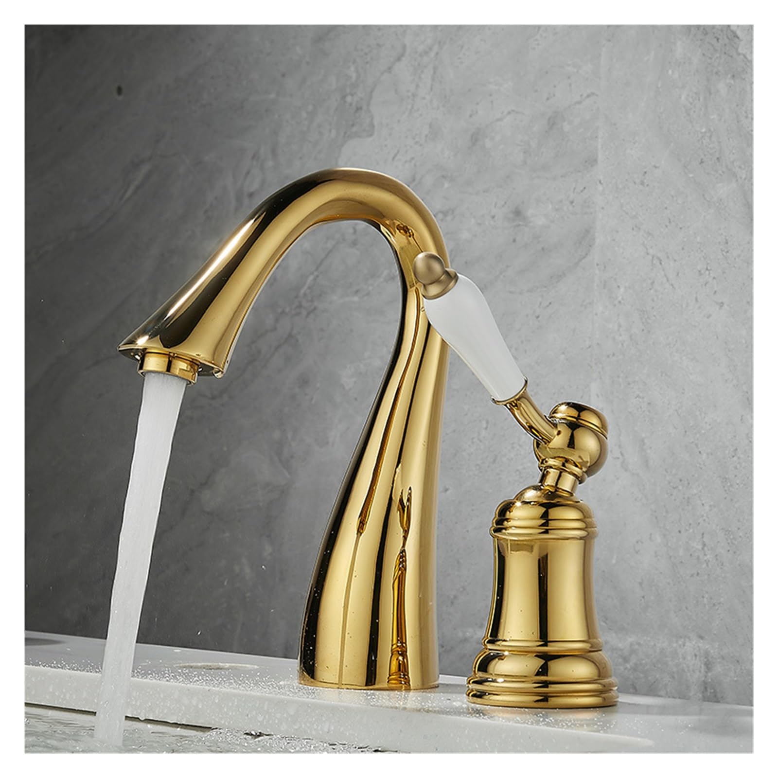 Armoire de salle de bains avec robinet lavabo chaud froid et mitigeur doré