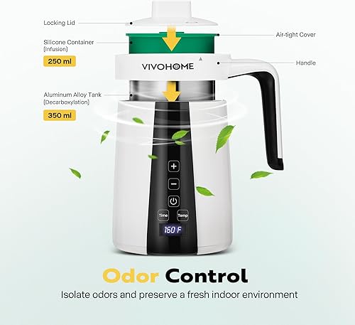 Miniatura 4 de VIVOHOME Máquina portátil para hacer mantequilla a base de hierbas con pantalla LED, extractor botánico, máquina de descarboxilación de infusión de