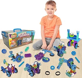 xwin 53 Pieces Robot Engineer Kit, Build Your Own Robot, Science Engineering Experimental Robotic Kit, Toys Gift for Kids & Toddlers, Boys & Girls, Educational Building Toys