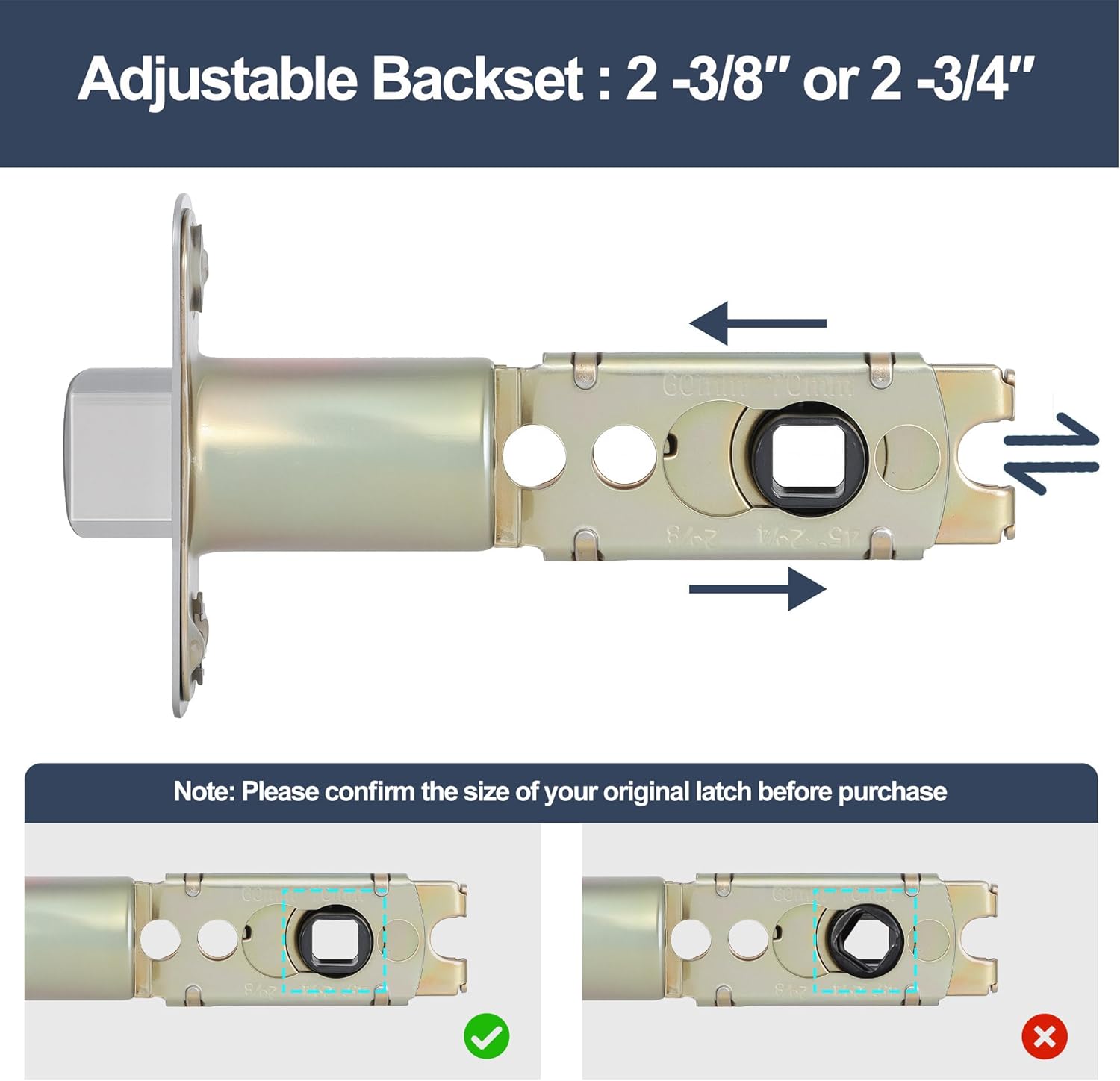 1 Pack Door Lock Parts, Brushed Nickel Door Latch Replacement, Silver Door Lock Replacement Parts
