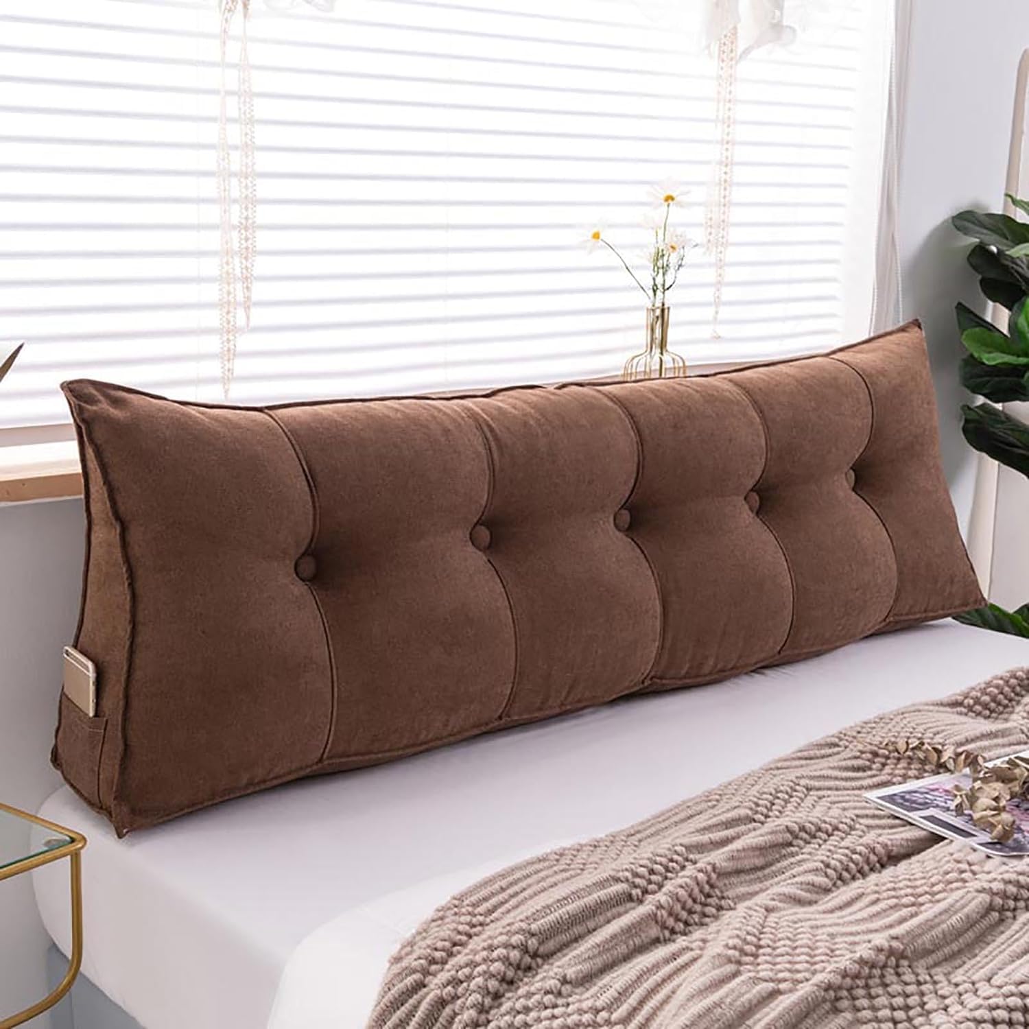 ZLZNX Triangular Headboard Cushion Soft Pillows for Beds Sofas Back Lumbar Bolster Support Pillow Washable Bedroom Wedge Cushions,04,120x20x50cm