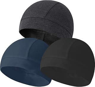 3 Pieces Cotton Skull Caps for Men Women Beanie Chemo Headwear Riding Helmet Liner Running Sleeping Hats