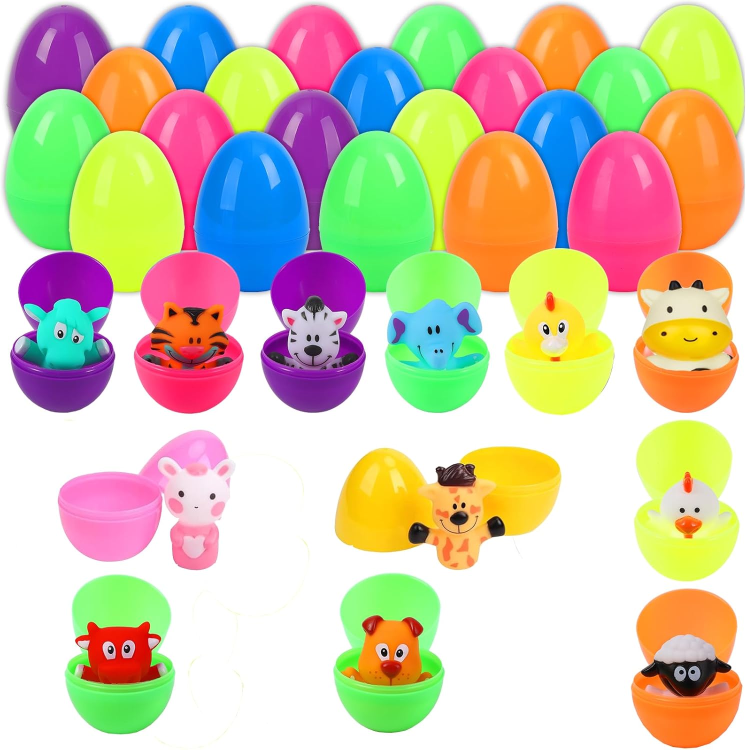 12 pcs Easter Eggs Filled with Finger Puppets for Easter Basket Stuffers,Prefilled Easter Egg with Finger Puppets for Easter Egg Fillers,Party Favors,Goodie Bags Fillers, Easter Gift for Kids