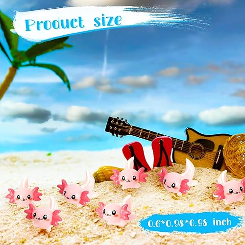 Miniatura 2 de 15 mini ajolotes de resina, lindo ajolote rosa diminuto, figuras en miniatura, jardín, paisaje, acuario, casa de muñecas, adorno de plantas en