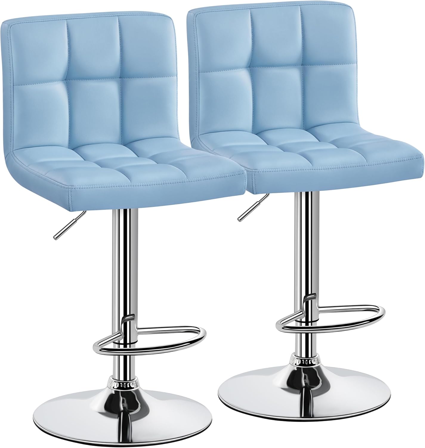 Yaheetech Bar Stools Set of 2, Adjustable PU Leather Swivel Barstools, Modern Counter Stools with Back and Footrest, Counter Height Barstools for Bar, Kitchen, Dining Room, Blue Yaheetech Bar Stools Set of 2, Adjustable PU Leather Swivel Barstools, Modern Counter Stools with Back and Footrest, Counter Height Barstools for Bar, Kitchen, Dining Room, Blue