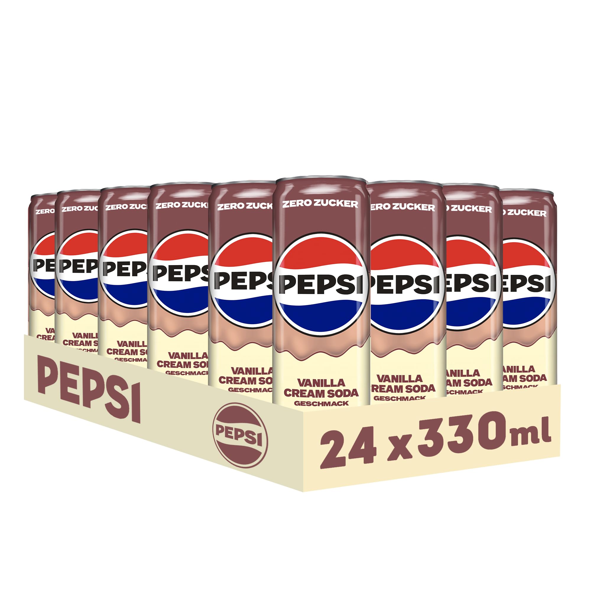 Pepsi Zero Zucker Vanilla Cream Soda Geschmack in der Dose, Einweg (24 x 0,33l)