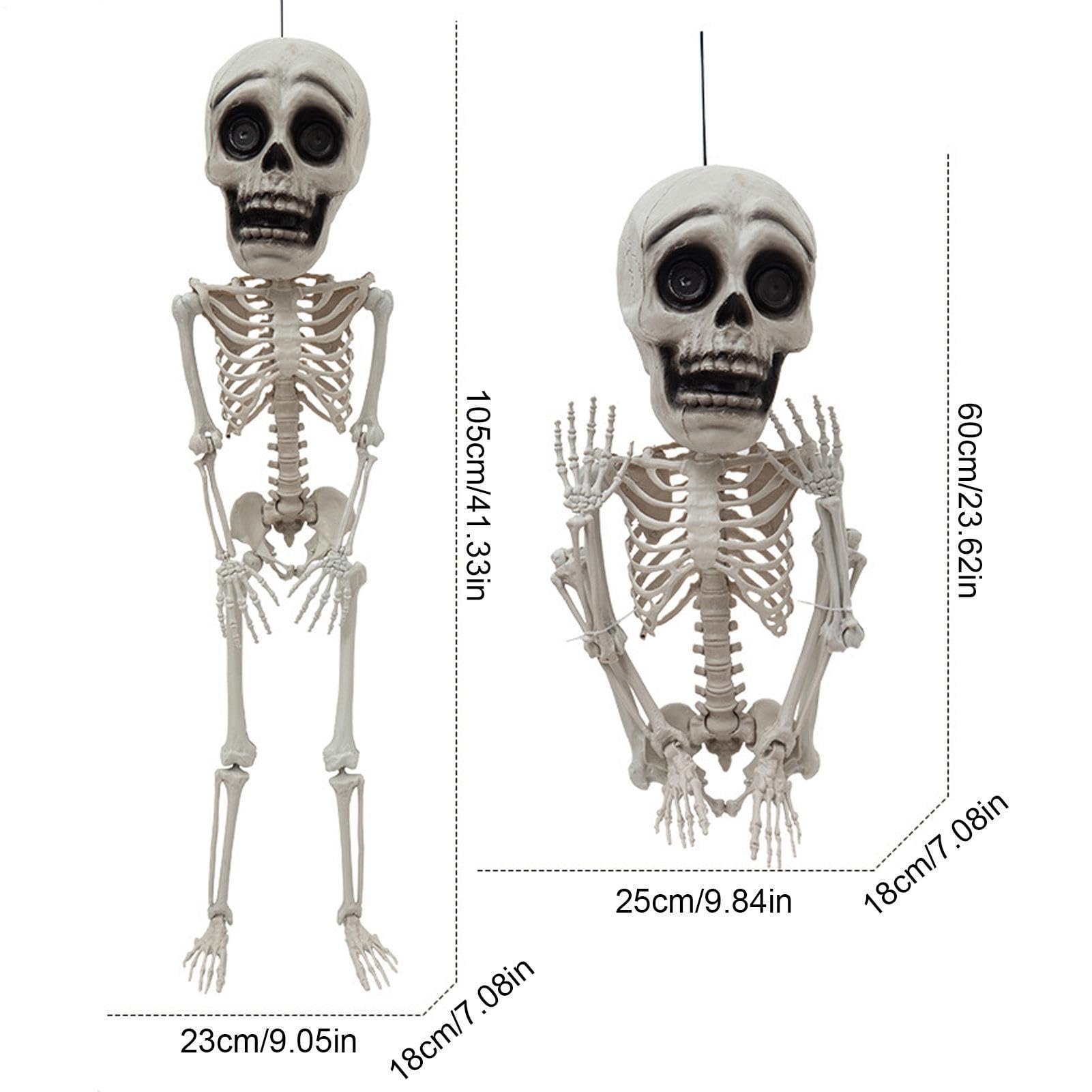 Szkielet Dekoracyjny 105 cm Realistyczna Figurka z Ruchomymi Stawami | Straszny szkielet halloweenowy do Nawiedzonego Domu, Ogrodu, Podwórka, Patio, Ganku, Tarasu, Dziedzińca, Imprezy i