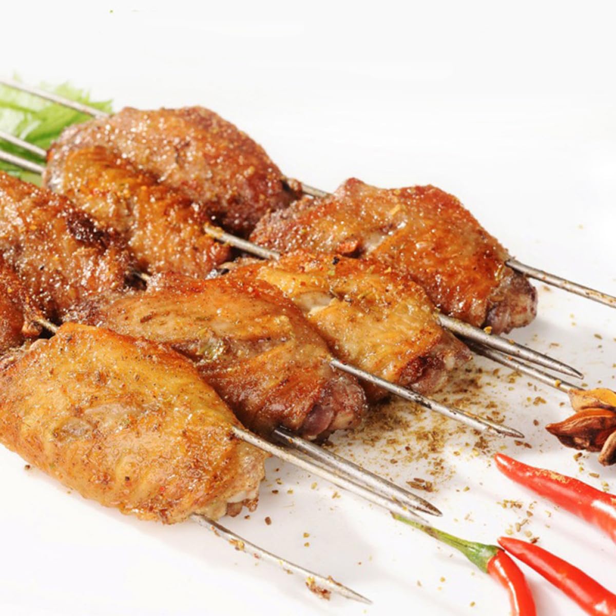 Spiedini Pezzi per Inox in Barbecue Acciaio Rotondi 100 304 | Argento, Resistenti al Calore e Corrosione, per Kebab e Grigliate in Casa O'aperto