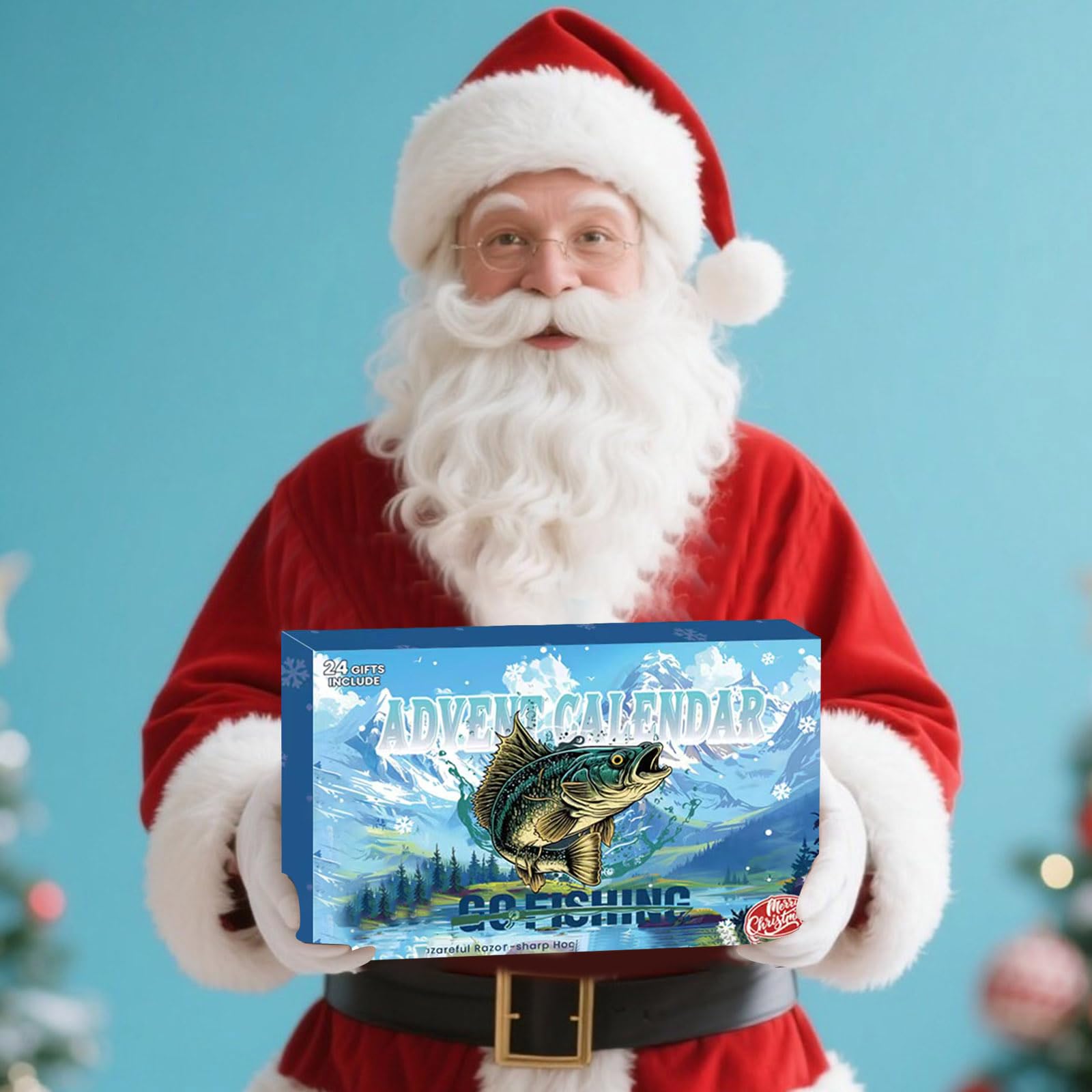 Calendario De Adviento Pesca 2025,Conjunto De Cebo De Pesca,Cuenta Regresiva de Navidad de 24 Días con Cebos de Pesca, Regalo Sorpresa para Papás, Abuelo