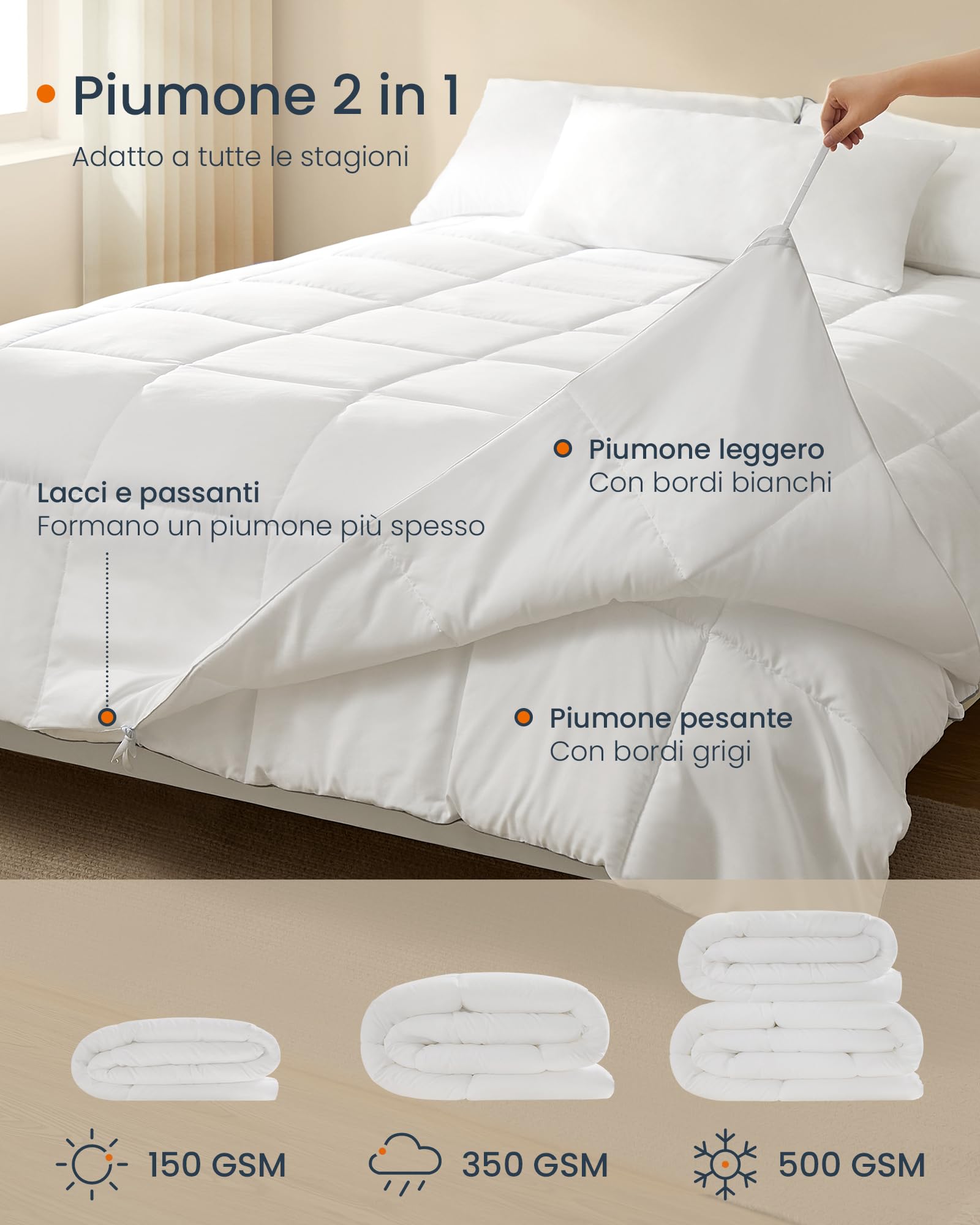 Piumone Piumino 200 X 200 Piumone Matrimoniale Invernale Beeweed