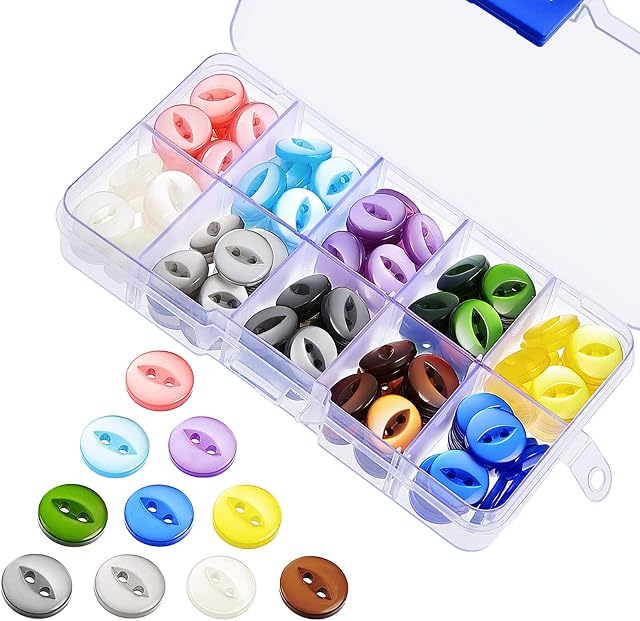 150 Pieces Round Fisheye Buttons 2 Hole Baby Resin Buttons for DIY Handmade Knitting Sewing Crafting, 10 Colors (14 mm/ 0.55 Inch)