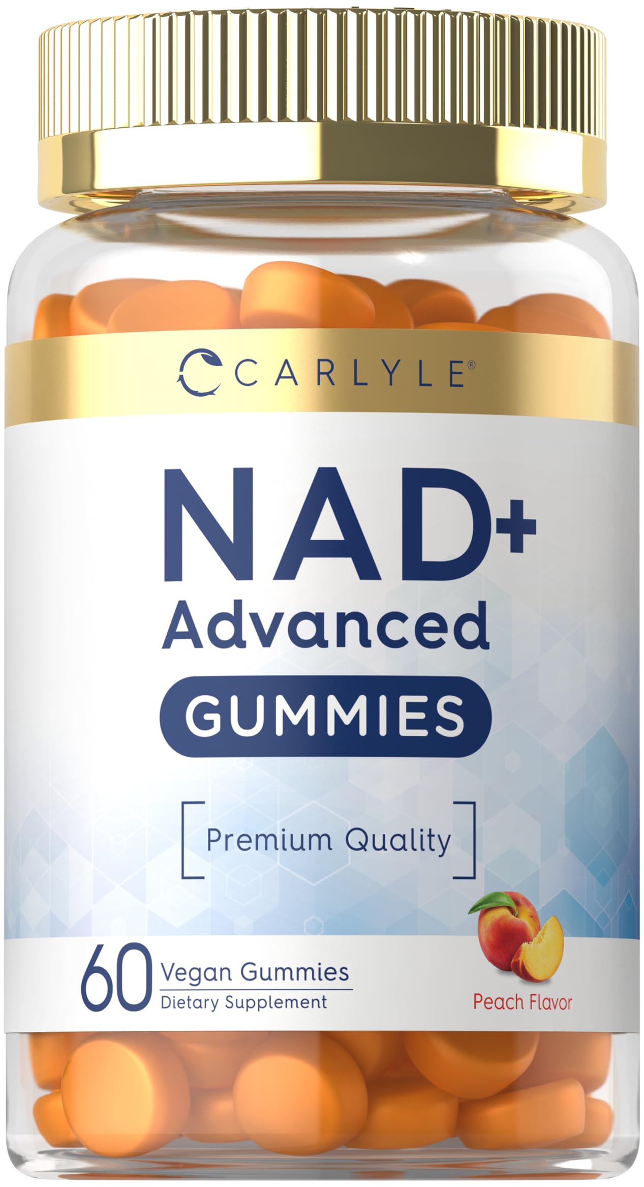 Carlyle NAD+ Supplement | 60 Gummies | Advanced Formula | Peach Flavor