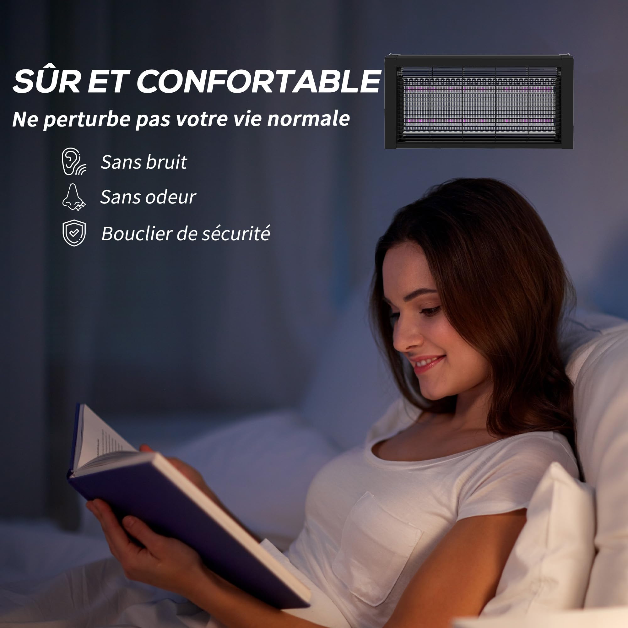 HOMCOM Potente lampada LED anti-insetti e anti-zanzare da 8W, a stelo o a parete per interni - dimensioni effettive 60m².