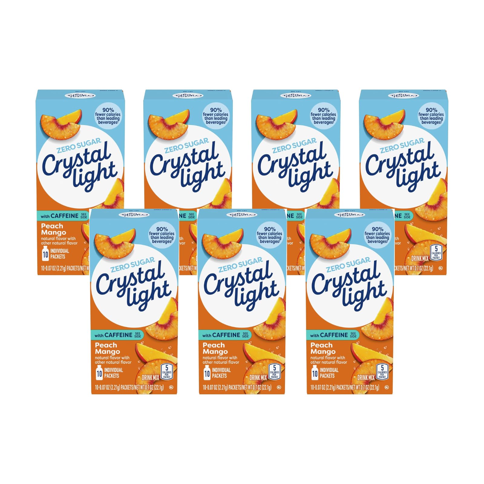 On The Go Peach Mango With Caffeine Drink Mix, 10-Packet Box (Pack of 7)