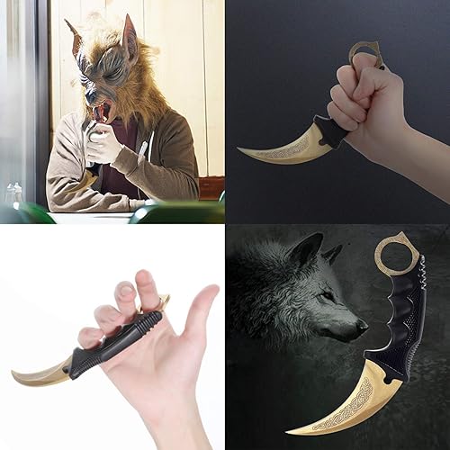 Miniatura 2 de TOPOINT Cuchillo Karambit, cuchillo de hoja fija de acero inoxidable con funda y cuchillo de cordón CS-GO para caza, campamento y supervivencia en