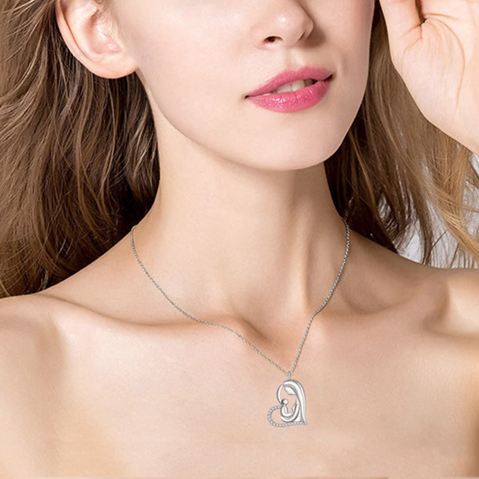 Collar de 14 quilates con colgante, collar de mujer con corazón de diamante, collar simple Rolo, regalo para el día de la madre, 50CM, Vidrio Cuero, Diamante