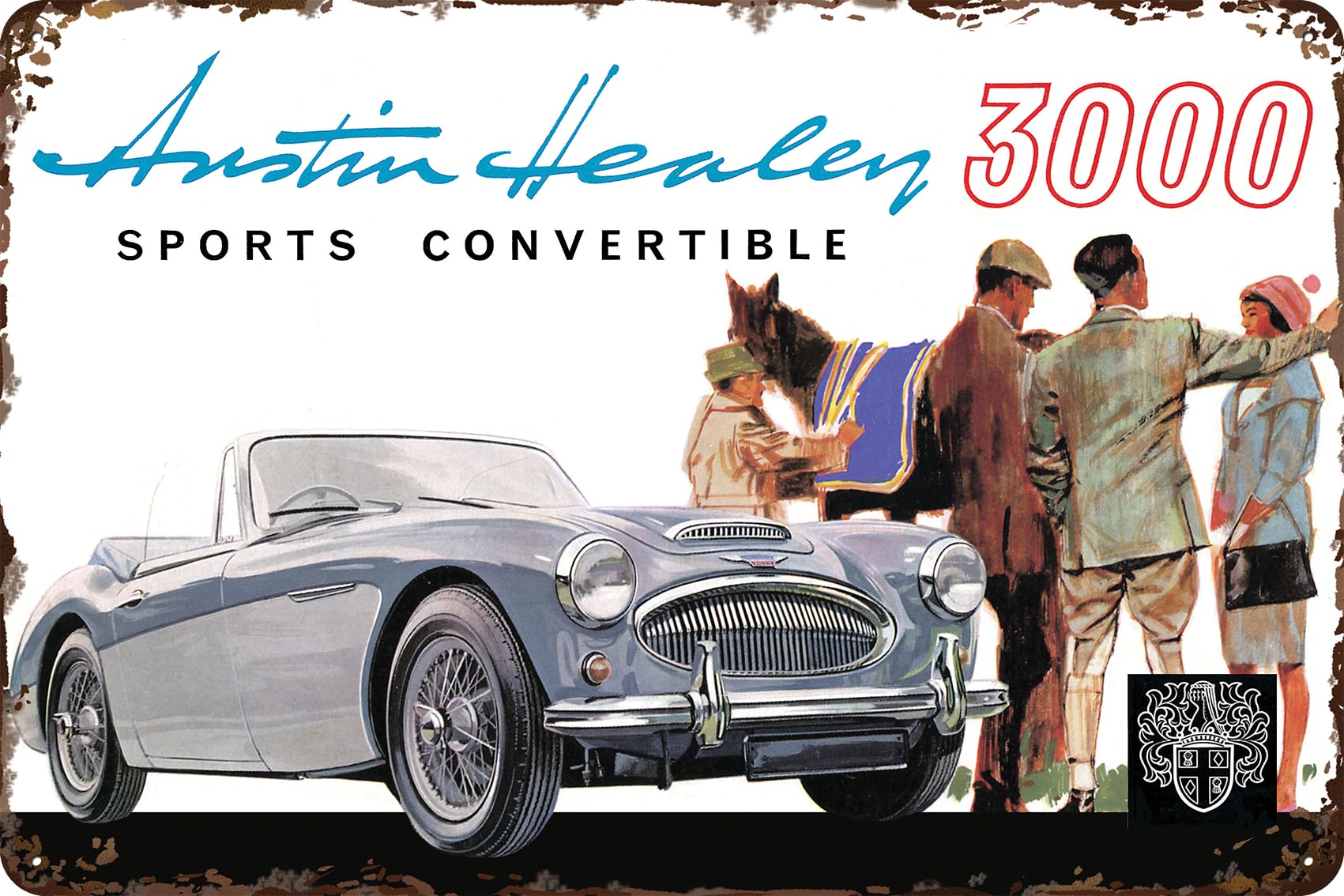 LUCKYLINDE Retro Blechschild passend für AUSTIN HEALEY Oldtimer Fans und Liebhaber, Werkstatt und Garagen Schild, 20 x 30 cm - 3000 V1