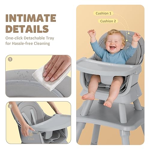 Miniatura 5 de Silla alta para bebé, sillas altas convertibles 8 en 1 para bebés y niños pequeños, asiento elevador de comedor para niños, mesa de bloque de