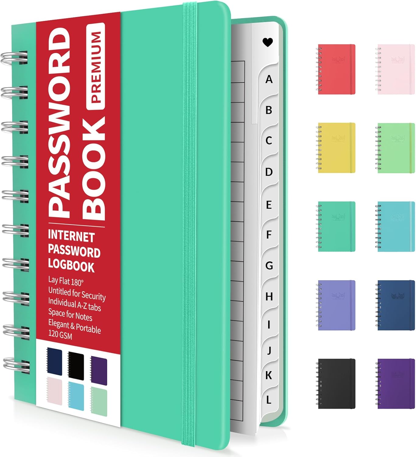 Forvencer Libro de contraseñas con pestañas alfabéticas individuales, cuaderno de contraseñas pequeño de 4 x 5.5 pulgadas, guarda contraseñas en