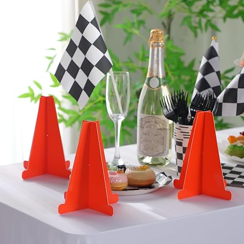 Miniatura 4 de 8 centros de mesa de autos de carreras para mesas, conos pequeños de tráfico naranjas de 7 pulgadas, suministros de fiesta de cumpleaños de