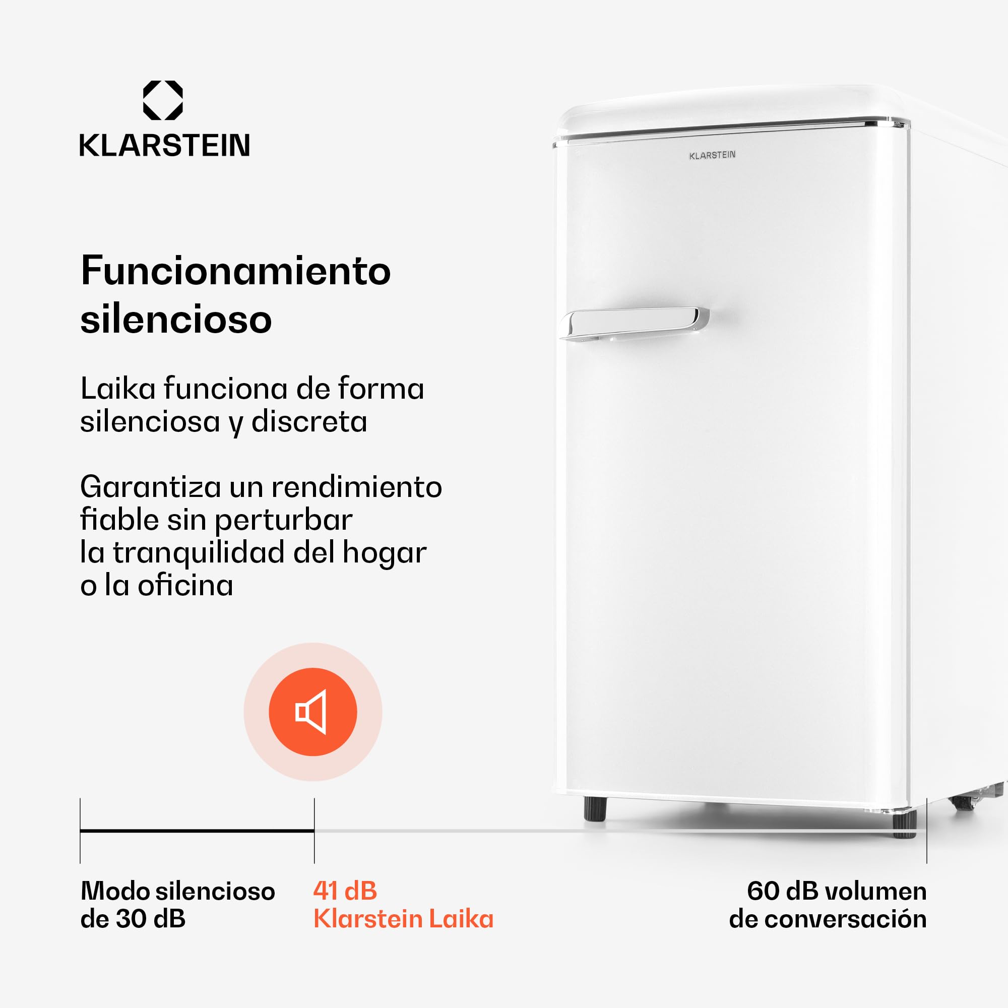 Klarstein Laika - Congelador, Termostato con 5 niveles, Temperaturas de -24 a -15 °C, 3 cajones extraíbles, CEE E, Capacidad de 60 L, Crema