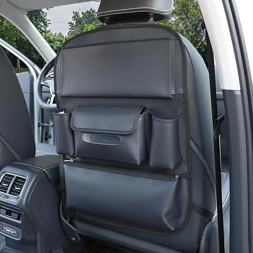 Miniatura 3 de Organizadores de asiento de coche impermeable con bolsillo de almacenamiento, alfombrillas de cuero grandes para niños, mascotas, automóviles, SUV,