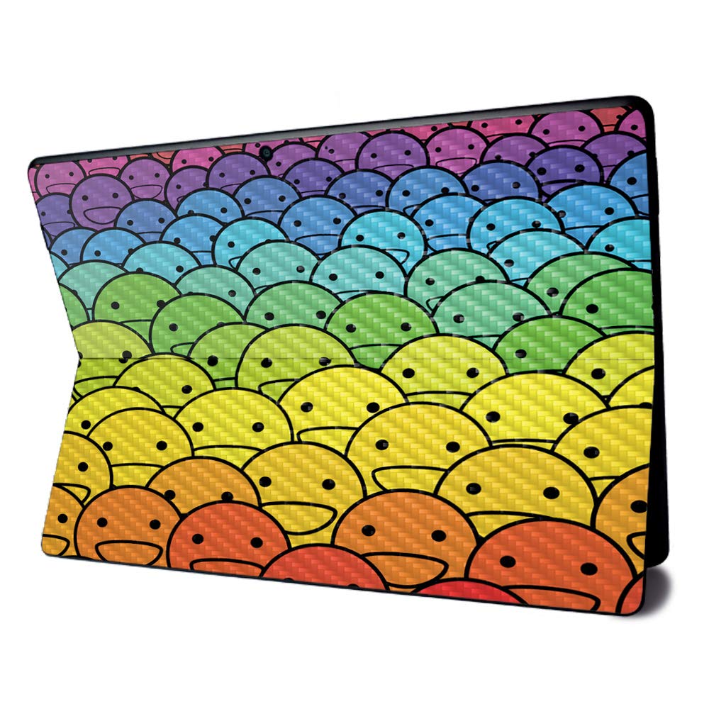MightySkins Carbon Fiber Skin for Microsoft Surface Pro X - Happy Faces | Textured Carbon Fiber Finish | Easy to Apply, Remove, and Change Styles | Made in The USA