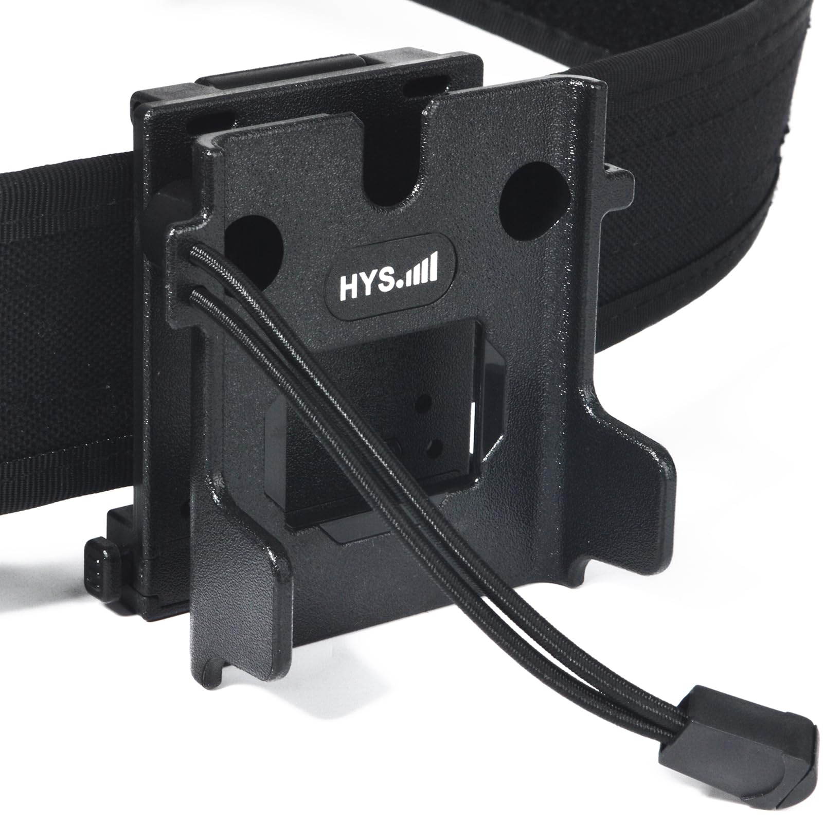 HYS Soporte Walkie Talkie con sistema Molle para cinturones, mochilas, compatible con radio de mano Baofeng Quansheng Motorola y micrófono de altavoz (H-MOLLEBELT)