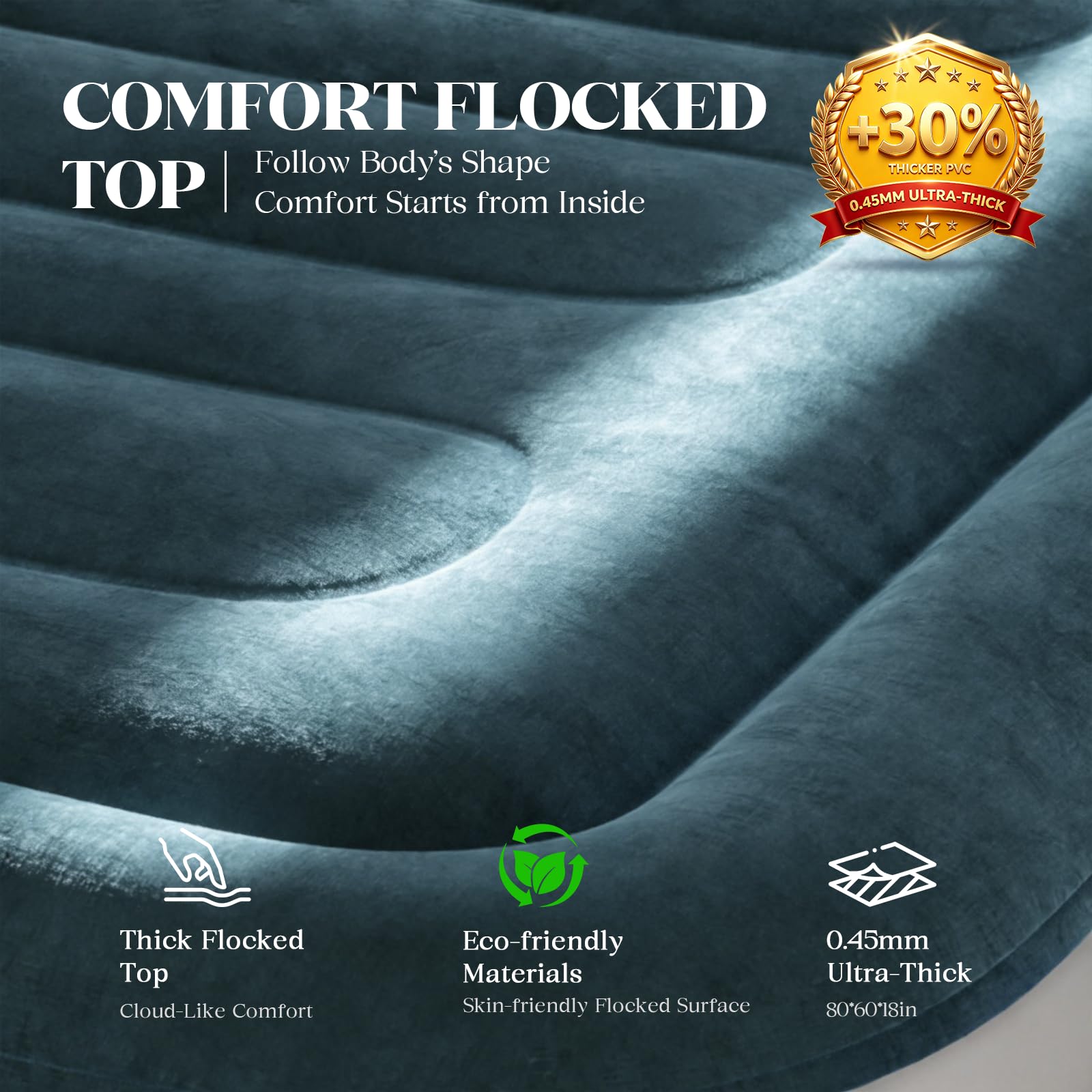 Queen Air Mattress with Built-in Pump,Fast & Easy Inflation/Deflation Inflatable Mattress, Foldable Blow Up Mattress with Storage Bag, Inflatable Bed for Home, Camping & Guests