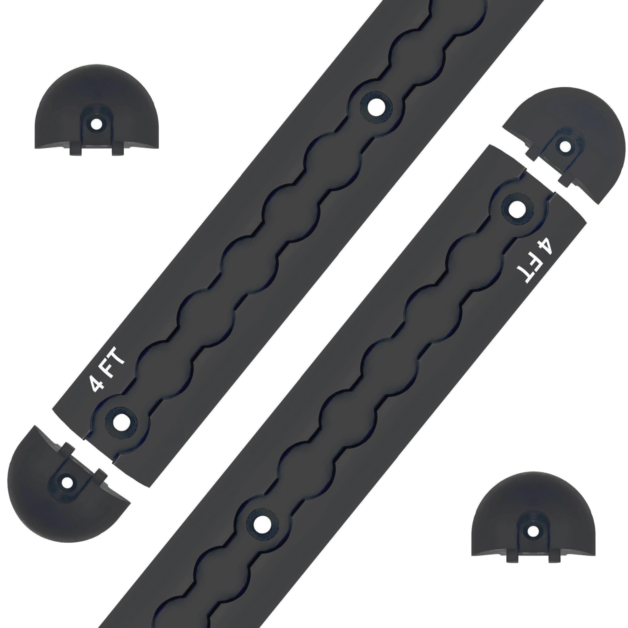 ORANGEE 2 Pack Heavy Duty Black Aluminum 4ft L-Track Rail with 4 End Caps for Secure Motorcycles, ATVs, Dirt Bikes, Utility Tractors, and More, Use On Pickup Truck, RV, Van Or Enclosed Trailer