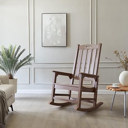 Miniatura 2 de Psilvam Juego de 2 mecedoras de gran tamaño para exteriores, balancín de porche con asiento de 21 pulgadas de ancho y respaldo de 32 pulgadas de