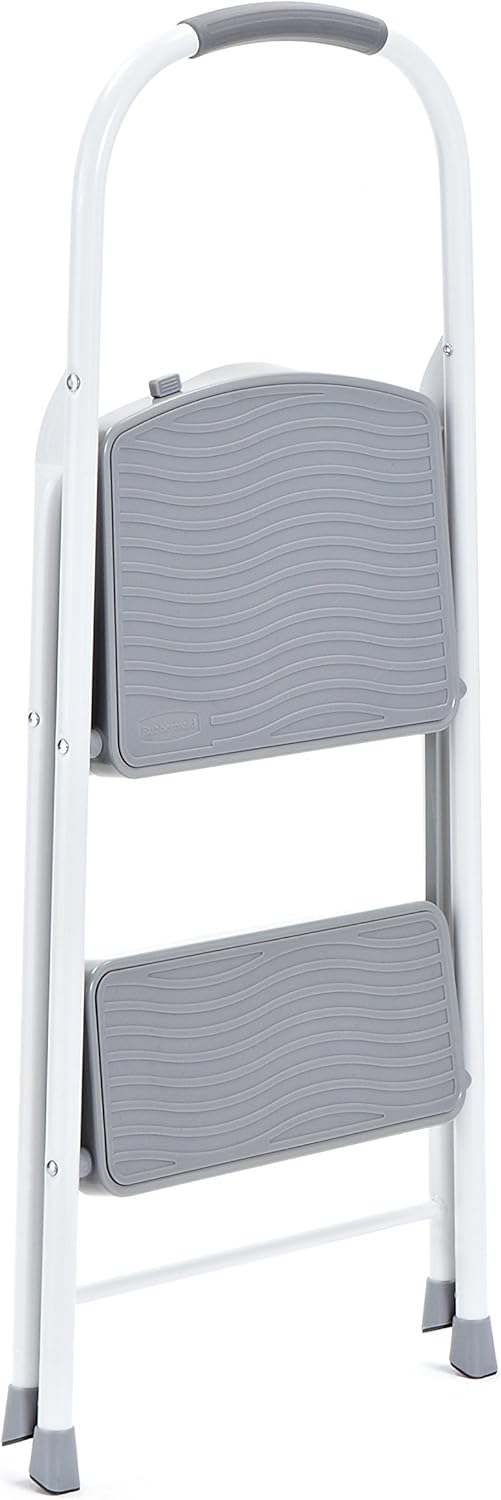Rubbermaid RMS-2 2-Step Steel Step Stool, 225-pound Capacity, White - - 
