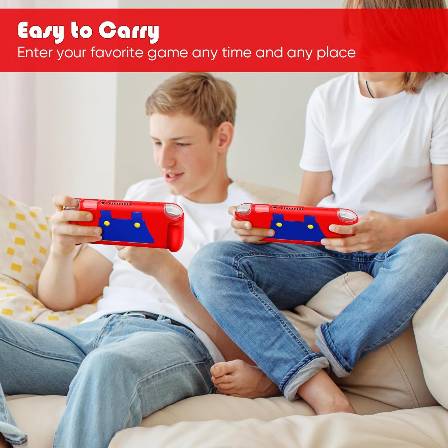 KENOBEE Silicone Case for Nintendo Switch Lite 2019 - Soft Lightweight Ergonomic Grip, Shock-Absorption, Anti-Scratch Design, Red - Image 8