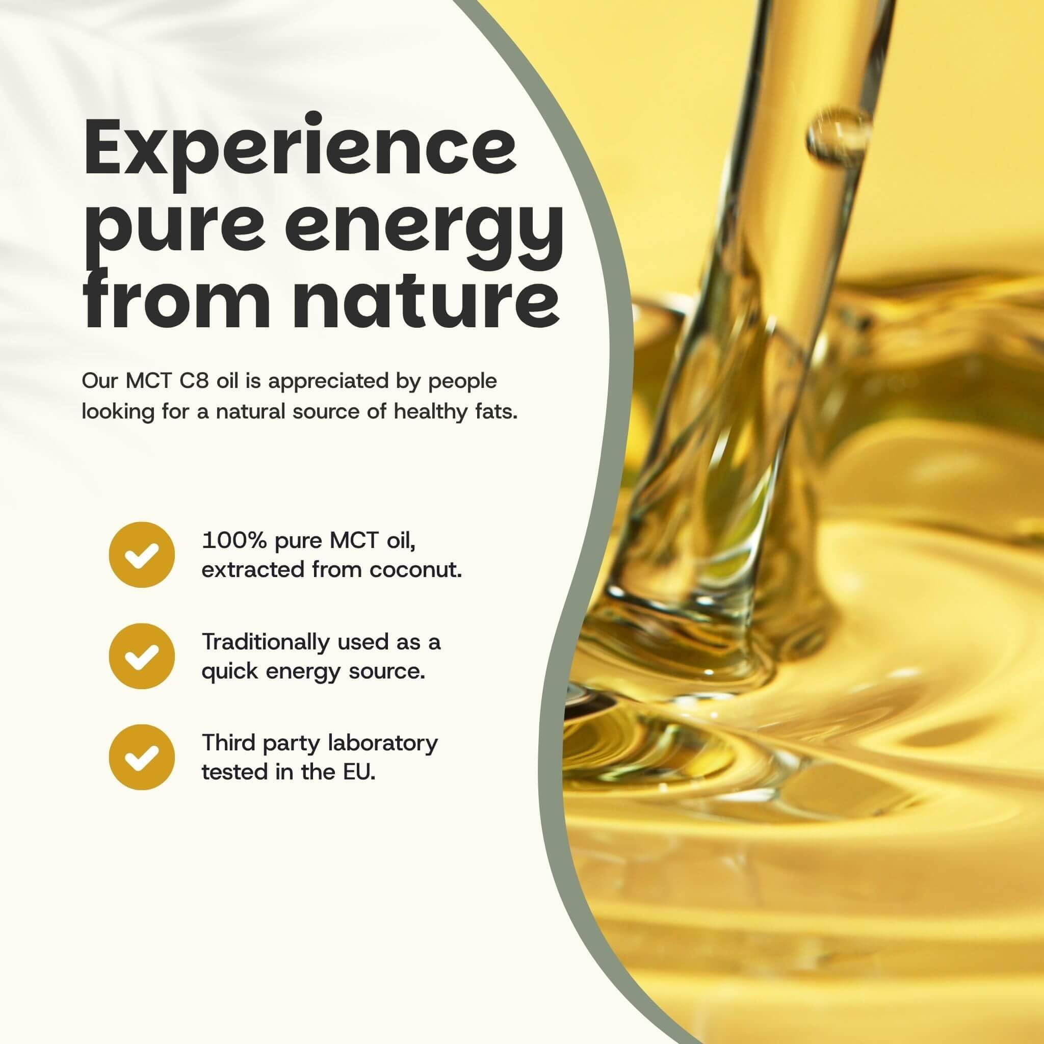 1 Liter MCT Öl C8 Bio Kostenloser Ausgießer - Ohne Pulver, Kapseln C10, Puder oder 1000ml - MCT Öl - Supplement - Superfood - Kugelsicher - Palmölfrei - Kokosnussöl - Keto - Oil