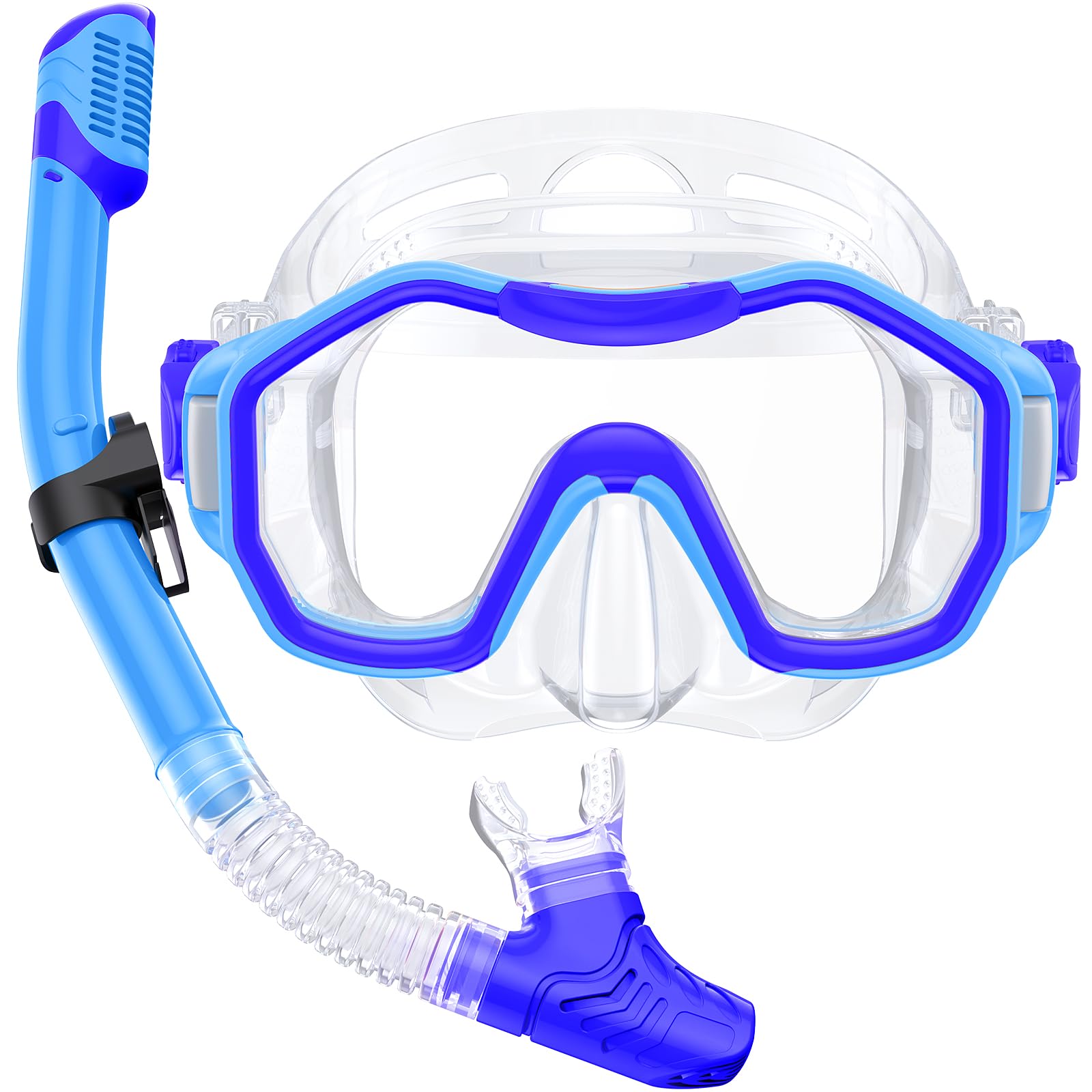 Snorkeling Gear for Adults Kids, Dry-Top Snorkel Set, 180°Panoramic Wide View Diving Mask Breathing Freely Snorkel Mask for Snorkeling Scuba Diving Swimming Travel