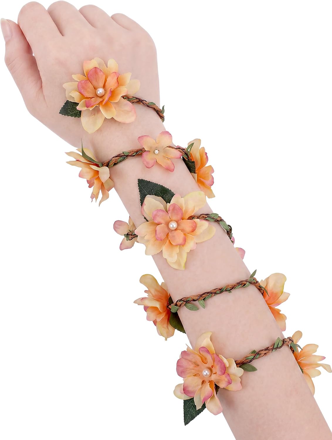 FRESHME Renaissance Accessories Floral Arm Wrap - 1 PC Fairy Costume Elf Bracelet with Flowers Mother Nature Costume
