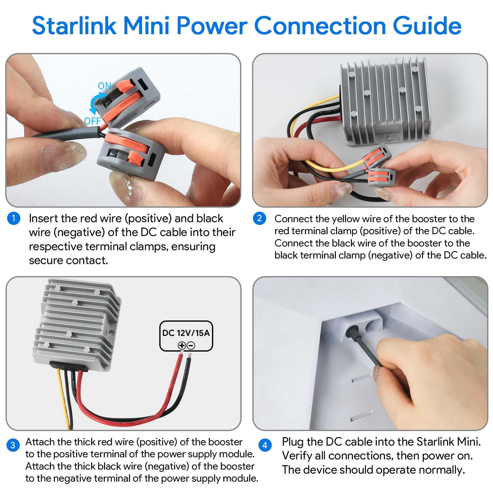 XLTTYWL Starlink - Mini adattatore da 12 V, convertitore booster DC-DC da 144 W, alimentatore Starlink Mimi max da 12 V a 48 V 3 A, con cavo CC da 2 m per mini Starlinks Dishy