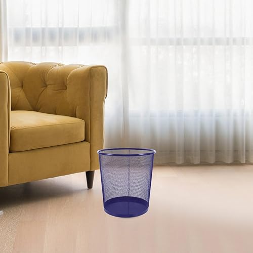 Miniatura 4 de PRETYZOOM Cubo de basura cilíndrico pequeño de malla de alambre de metal, redondo y abierto, contenedor de reciclaje, cesta de basura, papelera de
