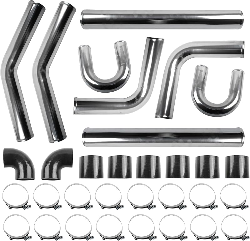 Kit de tubulação para intercooler Autoptzxd 3" em alumínio com mangueiras e abraçadeiras – 32 peças