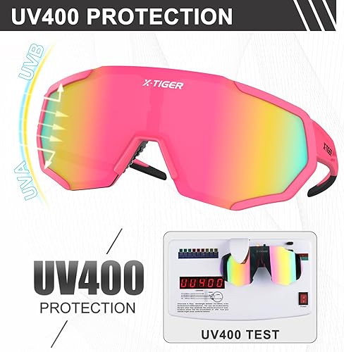 Miniatura 5 de X-TIGER Gafas de sol deportivas polarizadas para hombres y mujeres, gafas de ciclismo, béisbol, correr, pesca, MTB UV400, Rojo -