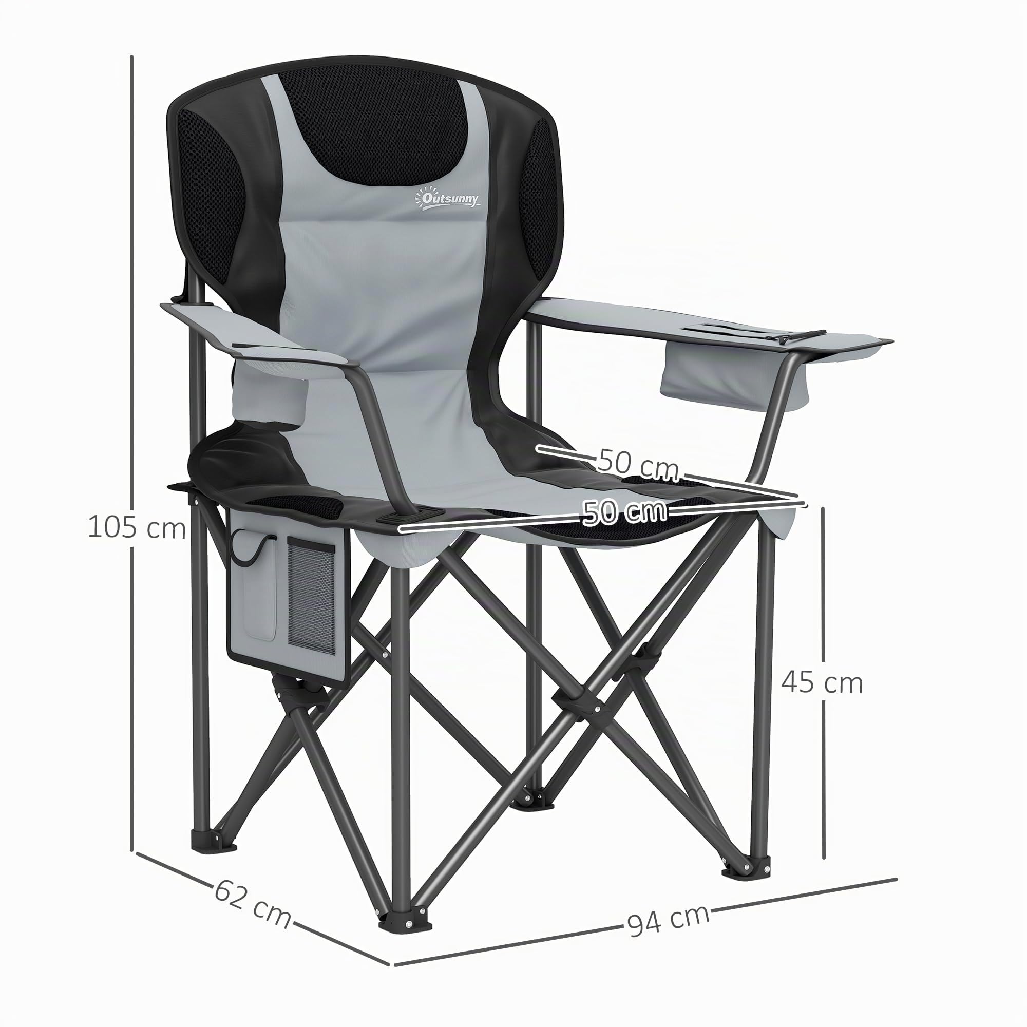 Outsunny Chaise Pliante Camping Chaise de Pêche Rembourrée