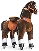 ponycycle official authentic toy horse ride with brake and sound 108-cm height size 5 for ages 7 dizzy chocolate horse ux521