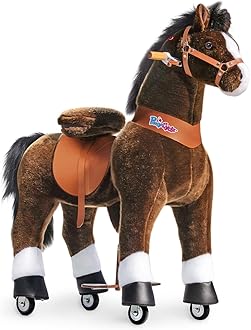 PonyCycle Large Ride on Horse Toys Classic Model U for Big Kids (with Brake/ 42.5" Height/Size 5 for Age 7-12) Pony Cycle Large Riding Horse Chocolate Brown Ux521