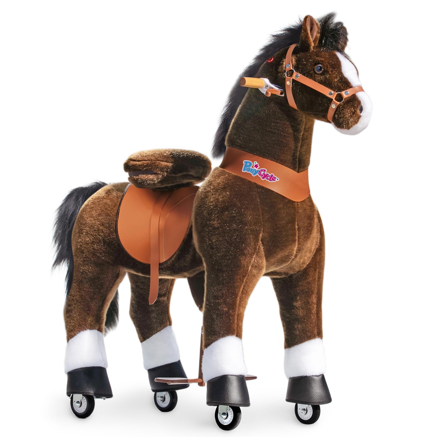 PonyCycleLarge Ride on Horse Toys Classic Model U for Big Kids (with Brake/ 42.5" Height/Size 5 for Age 7-12) Pony Cycle Large Riding Horse Chocolate Brown Ux521